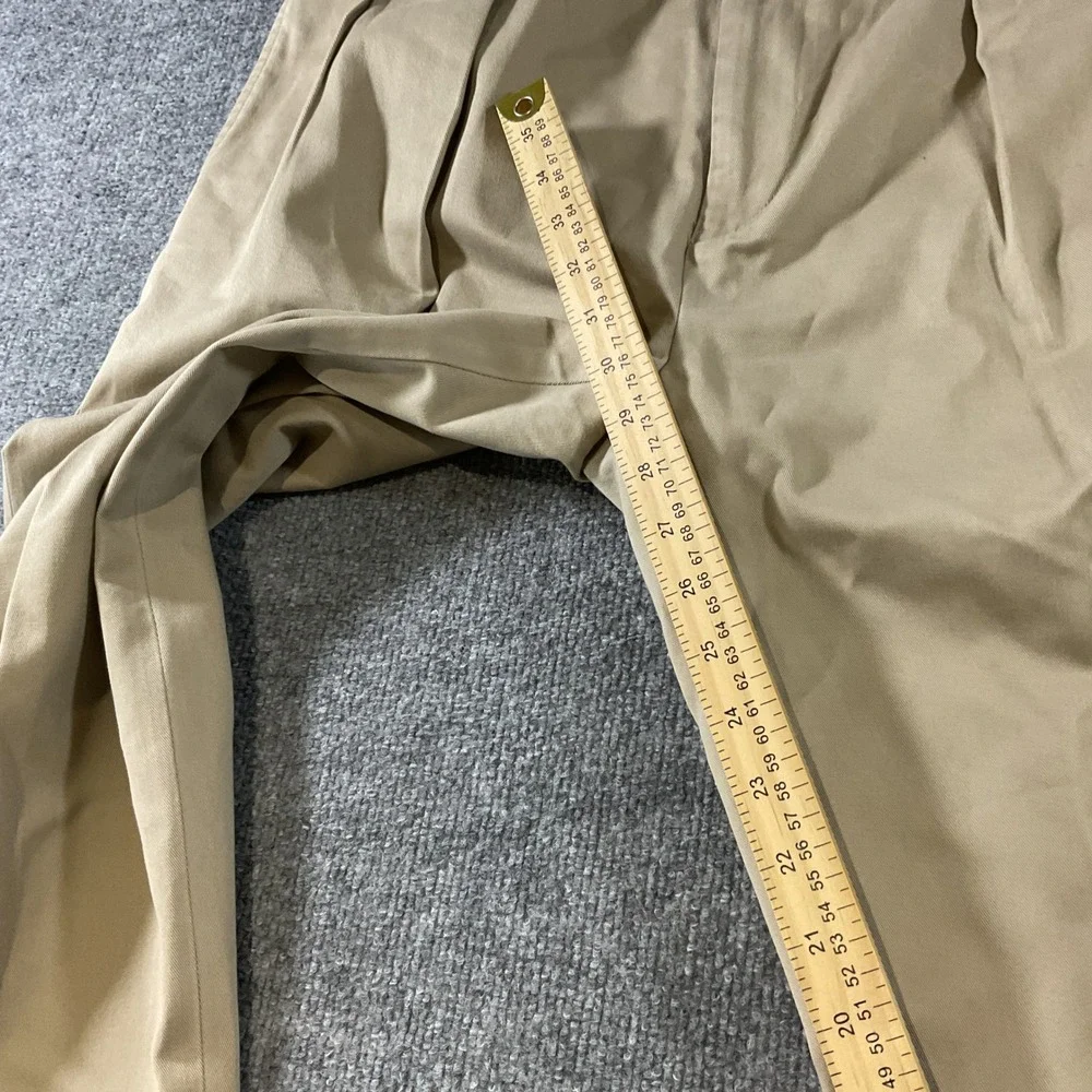 Polo Ralph Lauren Ethan Pant Mens 36x30 Khaki Tan Pleated Cotton Chino Trousers